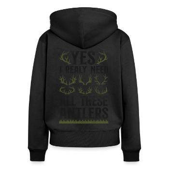 Buck Deer Hunting Hunter Vintage - Sweat à capuche zippé Premium bio Femme - noir - Dos - Julia (174cm)