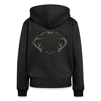 Buck Deer Hunting Hunter Uncle - Women's Premium Organic Zip Hoodie - black - Back - Julia (174cm)