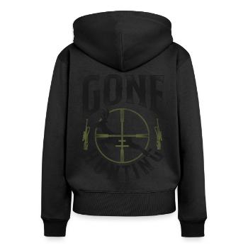 Buck Deer Hunting Hunter Vintage - Women's Premium Organic Zip Hoodie - black - Back - Julia (174cm)