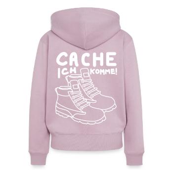 Geocacher Witz Cache Spruch Geocache - Frauen Premium Bio Zip Hoodie - Altrosa - Hinten - Julia (174cm)