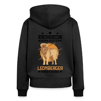 Leonberger Personal - Frauen Premium Bio Zip Hoodie - Schwarz - Hinten - Julia (174cm)