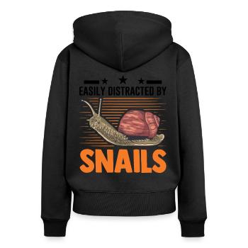 Easily distracted by Snails Snail - Women's Premium Organic Zip Hoodie - black - Back - Julia (174cm)