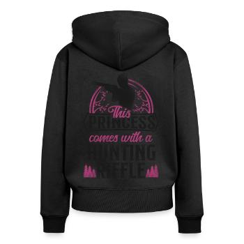 Buck Deer Hunting Hunter Girl - Frauen Premium Bio Zip Hoodie - Schwarz - Hinten - Julia (174cm)