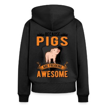 Parce que les cochons sont effrayants Schweine - Sweat à capuche zippé Premium bio Femme - noir - Dos - Julia (174cm)