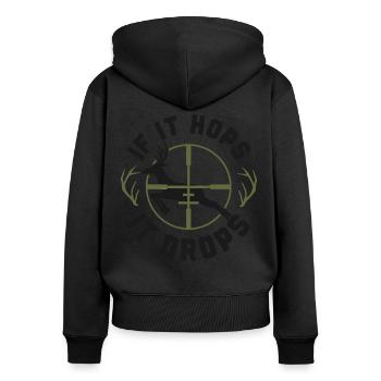Buck Deer Hunting Hunter Vintage - Sweat à capuche zippé Premium bio Femme - noir - Dos - Julia (174cm)