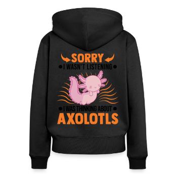 Axolotl Gift Tail Lurch Axolotl - Sweat à capuche zippé Premium bio Femme - noir - Dos - Julia (174cm)