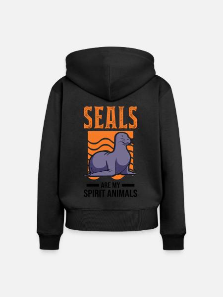 Seal Spirit Animal Sea Lion - Women's Premium Organic Zip Hoodie - black