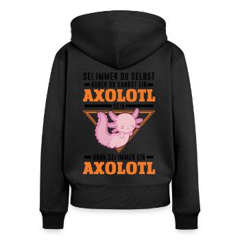 Axolotl Geschenk Schwanzlurch Axolotl - Frauen Premium Bio Zip Hoodie - Schwarz - Hinten - Julia (174cm)