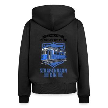 Straßenbahn Geschenk Straßenbahnfahrer Tram S-Bahn - Frauen Premium Bio Zip Hoodie - Schwarz - Hinten - Julia (174cm)