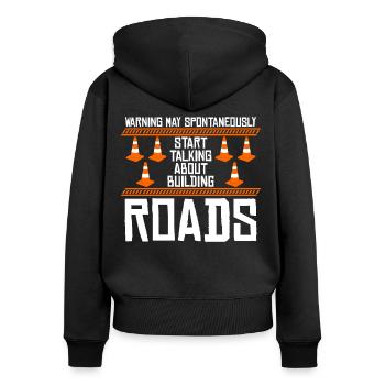 Straßenwärter Bauhof Witz Straßenbauer - Frauen Premium Bio Zip Hoodie - Schwarz - Hinten - Julia (174cm)