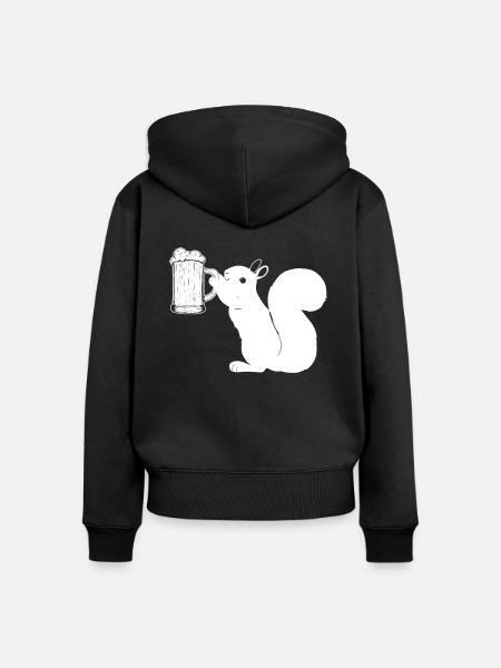 Biereichhörnchen Lustiges Eichhörnchen - Frauen Premium Bio Zip Hoodie - Schwarz