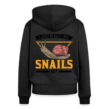 J’aime vraiment Snails ok Snail - Sweat à capuche zippé Premium bio Femme - noir - Dos - Julia (174cm)