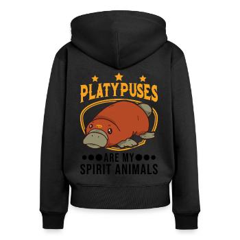 Schnabeltier Spirit Animal Platypus - Frauen Premium Bio Zip Hoodie - Schwarz - Hinten - Julia (174cm)