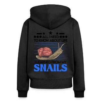 Snail Gift Vineyard Snail - Women's Premium Organic Zip Hoodie - black - Back - Julia (174cm)