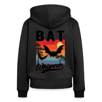 Chauve-souris Chuchoteur Chauve-souris frangée - Sweat à capuche zippé Premium bio Femme - noir - Dos - Julia (174cm)