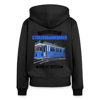 Straßenbahn Geschenk Straßenbahnfahrer Tram S-Bahn - Frauen Premium Bio Zip Hoodie - Schwarz - Hinten - Julia (174cm)
