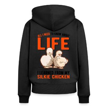 Silk Chicken Gift Silkie Chicken - Women's Premium Organic Zip Hoodie - black - Back - Julia (174cm)