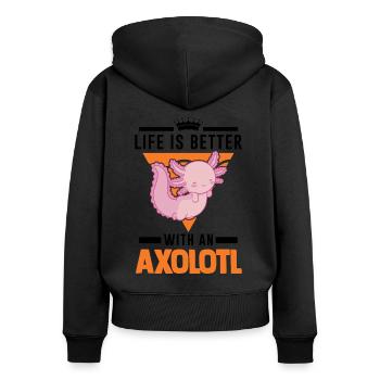 La vie est meilleure avec un Axolotl Schwanzlurch - Sweat à capuche zippé Premium bio Femme - noir - Dos - Julia (174cm)