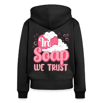 Soap Making Crafting In Soap We - Women's Premium Organic Zip Hoodie - black - Back - Julia (174cm)