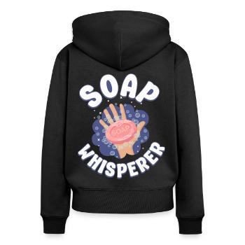 Fabrication de savon Artisanat Savon - Sweat à capuche zippé Premium bio Femme - noir - Dos - Julia (174cm)