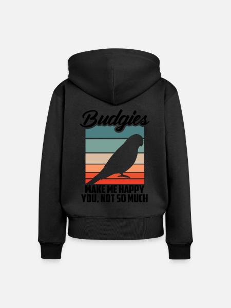 Wellensittiche Machen Mich Glücklich - Frauen Premium Bio Zip Hoodie - Schwarz