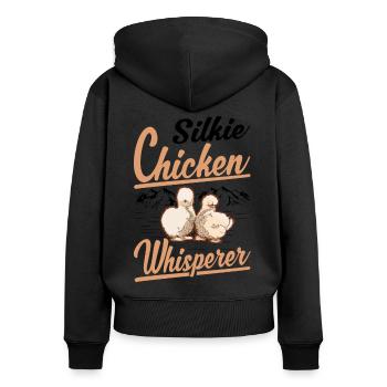 Silkie Chicken Whisperer Silk Chicken Whisperer - Women's Premium Organic Zip Hoodie - black - Back - Julia (174cm)