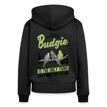 Perruche Budgerigar Welli - Sweat à capuche zippé Premium bio Femme - noir - Dos - Julia (174cm)