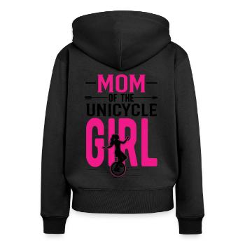 Mutter von Einrad Mädchen - Frauen Premium Bio Zip Hoodie - Schwarz - Hinten - Julia (174cm)
