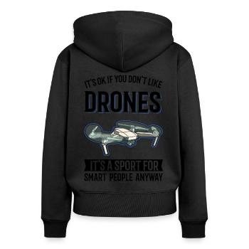 Drone Pilot Gift Drone Quadcopter - Women's Premium Organic Zip Hoodie - black - Back - Julia (174cm)