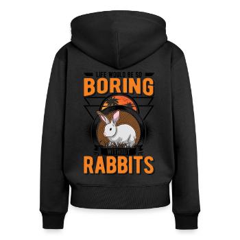 Lapin Cadeau Lapin Lapin Lapin - Sweat à capuche zippé Premium bio Femme - noir - Dos - Julia (174cm)