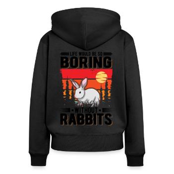 Lapin Cadeau Lapin Lapin Lapin - Sweat à capuche zippé Premium bio Femme - noir - Dos - Julia (174cm)