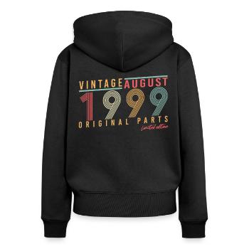 Geburtsmonat August 1999 - Frauen Premium Bio Zip Hoodie - Schwarz - Hinten - Julia (174cm)