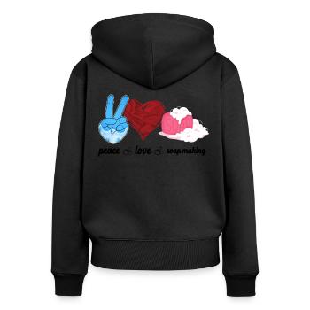 Soap Making Crafting Peace Love - Women's Premium Organic Zip Hoodie - black - Back - Julia (174cm)