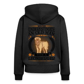 Leonberger Old Man - Women's Premium Organic Zip Hoodie - black - Back - Julia (174cm)