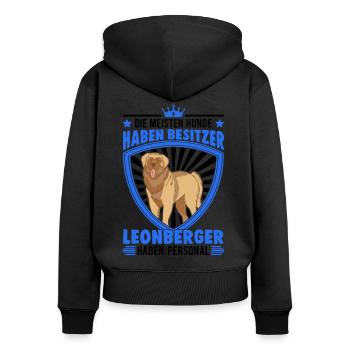 Leonberger Personal - Frauen Premium Bio Zip Hoodie - Schwarz - Hinten - Julia (174cm)