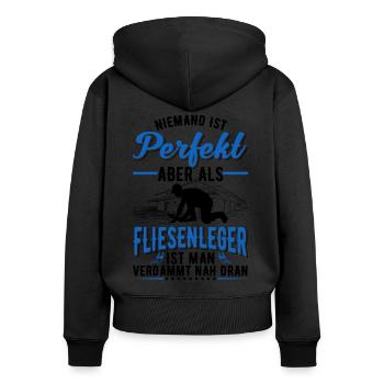 Fliesenleger Geschenk Mosaikleger Fliesen Legen - Frauen Premium Bio Zip Hoodie - Schwarz - Hinten - Julia (174cm)