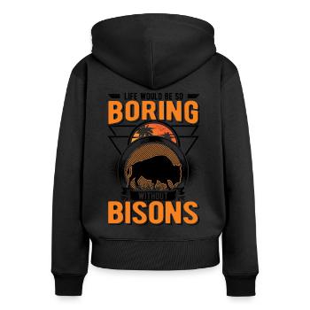 Buffalo Gift Bison Water Buffalo Buffalo - Women's Premium Organic Zip Hoodie - black - Back - Julia (174cm)