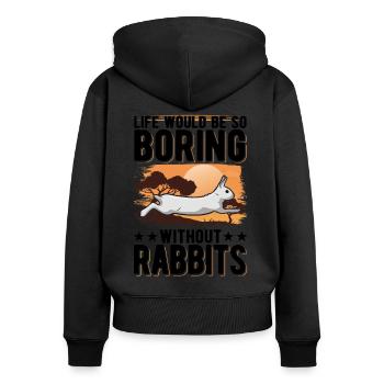 Lapin Cadeau Lapin Lapin Lapin - Sweat à capuche zippé Premium bio Femme - noir - Dos - Julia (174cm)