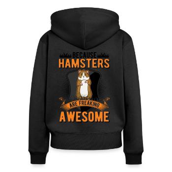 Hamster Geschenk Zwerghamster Goldhamster - Frauen Premium Bio Zip Hoodie - Schwarz - Hinten - Julia (174cm)