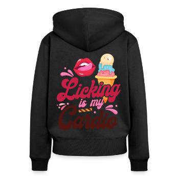 Le léchage de cône de crème glacée est mon - Sweat à capuche zippé Premium bio Femme - noir - Dos - Julia (174cm)