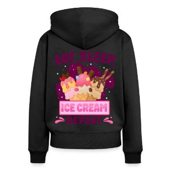 Cornet de crème glacée Manger de la crème glacée sleep - Sweat à capuche zippé Premium bio Femme - noir - Dos - Julia (174cm)