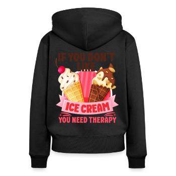 Cornet de crème glacée si vous n’aimez pas - Sweat à capuche zippé Premium bio Femme - noir - Dos - Julia (174cm)