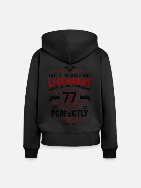 Vintage Legendary - Aged perfectly 77. Geburtstag - Premium økologisk hoodie med lynlås til kvinder - sort