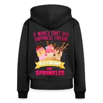 Ice Cream Cone If Money Can't Buy - Frauen Premium Bio Zip Hoodie - Schwarz - Hinten - Julia (174cm)