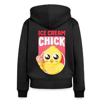 Ice Cream Chicken Cone Ice Cream - Frauen Premium Bio Zip Hoodie - Schwarz - Hinten - Julia (174cm)