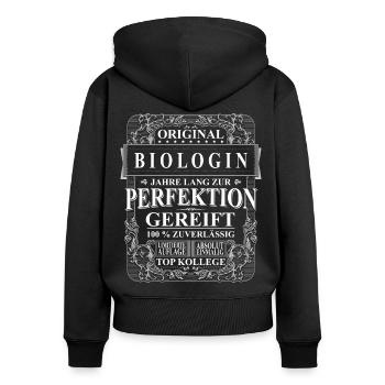 Original Biologin Kollegen Geschenk Vintage - Frauen Premium Bio Zip Hoodie - Schwarz - Hinten - Julia (174cm)