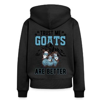 Trust me Goats Are better Ziegenwirt Ziege - Frauen Premium Bio Zip Hoodie - Schwarz - Hinten - Julia (174cm)
