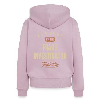 Enquêteur de fraude Profession Emploi Travailleur d’anniversaire - Sweat à capuche zippé Premium bio Femme - rose poudré - Dos - Julia (174cm)