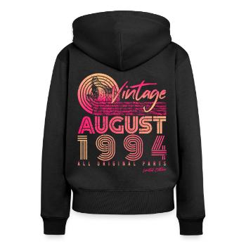 1994 Im August Geboren - Frauen Premium Bio Zip Hoodie - Schwarz - Hinten - Julia (174cm)