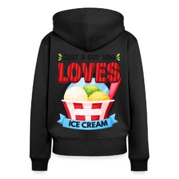 Ice Cream Boy Just A Boy Who Loves - Frauen Premium Bio Zip Hoodie - Schwarz - Hinten - Julia (174cm)